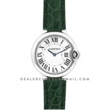 Ballon Bleu de Cartier 36mm White Dial in Steel on Green Leather Strap