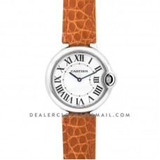 Ballon Bleu de Cartier 36mm White Dial in Steel on Orange Leather Strap