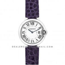 Ballon Bleu de Cartier 36mm White Dial in Steel on Purple Leather Strap