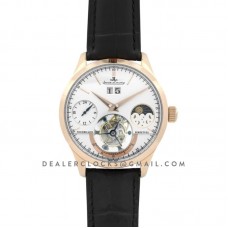 Master Grande Tradition Tourbillon White Dial in Rose Gold on Black Leather Strap
