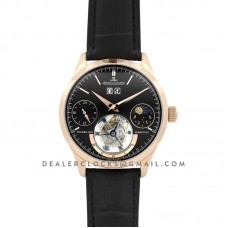 Master Grande Tradition Tourbillon Black Dial in Rose Gold on Black Leather Strap
