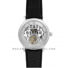 Fantasy Tourbillon Grey Dial in Steel on Black Leather Strap