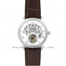 Fantasy Tourbillon White Dial in Steel on Brown Leather Strap