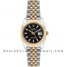 Datejust 36 126283RBR Black Dial in Yellow Gold and Steel with Stick Markers