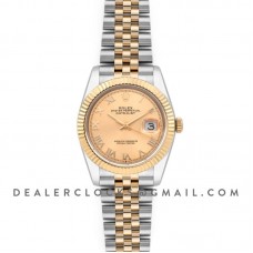 Datejust 36 126283RBR Champagne Dial in Yellow Gold and Steel with Roman Numerals Markers