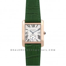 Tank MC Watch in Rose Gold on Green Leather Strap