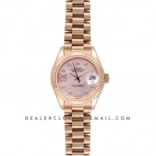 Ladies Datejust 279175 Pink Dial with Diamonds Markers in Rose Gold