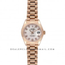 Ladies Datejust 279175 White Dial with Diamonds Markers in Rose Gold