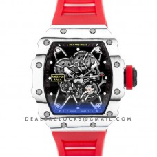 RM 035-01 Rafael Nadal Last Edition in White TPT Quartz / NTPT Carbon on Red Rubber Strap