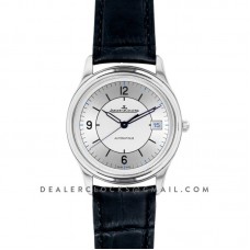 Master Control Date Silver Dial in Steel on Blue Leather Strap