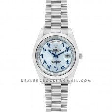 Day-Date 40 228206 Blue Dial in Steel with Arabic Markers
