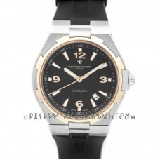 Overseas Automatic Black Dial Rose Gold Bezel in Steel