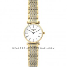 La Grande Classique De Longines 24mm White Dial in Yellow Gold on 2 Toned Bracelet La Grande Classique De Longines 24mm White Dial in Yellow Gold on 2 Toned Bracelet