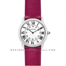 Ronde Solo de Cartier 36mm White Dial in Steel on Pink Leather Strap