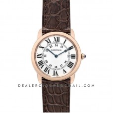 Ronde Solo de Cartier 36mm White Dial in Pink Gold on Brown Alligator Leather Strap Ronde Solo de Cartier 36mm White Dial in Pink Gold on Brown Alligator Leather Strap