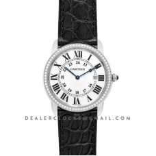 Ronde Louis Cartier Watch 36mm White Dial in White Gold on Black Alligator Leather Strap