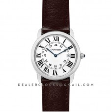 Ronde Solo de Cartier 36mm White Dial in Steel on Brown Leather Strap Ronde Solo de Cartier 36mm White Dial in Steel on Brown Leather Strap
