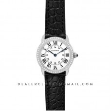 Ronde Louis Cartier Watch 29mm White Dial in White Gold on Black Alligator Leather Strap