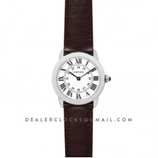 Ronde Solo de Cartier 29mm White Dial in Steel on Brown Leather Strap Ronde Solo de Cartier 29mm White Dial in Steel on Brown Leather Strap