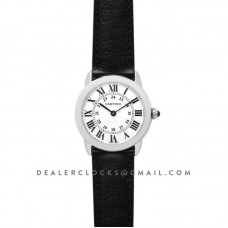 Ronde Solo de Cartier 29mm White Dial in Steel on Black Leather Strap Ronde Solo de Cartier 29mm White Dial in Steel on Black Leather Strap