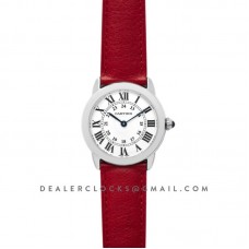 Ronde Solo de Cartier 29mm White Dial in Steel on Red Leather Strap Ronde Solo de Cartier 29mm White Dial in Steel on Red Leather Strap