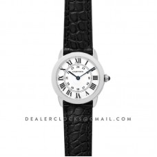 Ronde Solo de Cartier 29mm White Dial in Steel on Black Alligator Leather Strap Ronde Solo de Cartier 29mm White Dial in Steel on Black Alligator Leather Strap