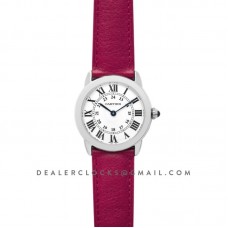 Ronde Solo de Cartier 29mm White Dial in Steel on Pink Leather Strap Ronde Solo de Cartier 29mm White Dial in Steel on Pink Leather Strap