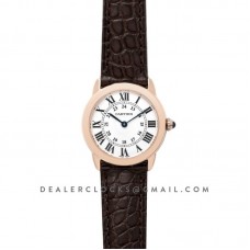 Ronde Solo de Cartier 29mm White Dial in Pink Gold on Brown Alligator Leather Strap Ronde Solo de Cartier 29mm White Dial in Pink Gold on Brown Alligator Leather Strap