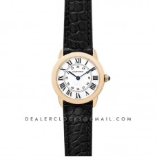 Ronde Solo de Cartier 29mm White Dial in Yellow Gold on Black Alligator Leather Strap Ronde Solo de Cartier 29mm White Dial in Yellow Gold on Black Alligator Leather Strap