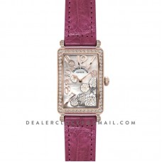 Long Island Peony in Rose Gold on Pink Leather Strap