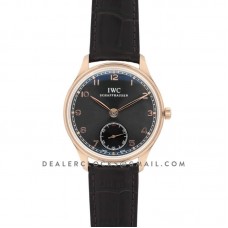 Portuguese Hand Wound Eight Days IW545406 Black Dial in Rose Gold