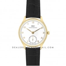 Portuguese Hand Wound Eight Days IW545409 White Dial in Gold