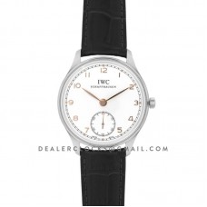 Portuguese Hand Wound Eight Days IW545408 White RG Dial in Steel