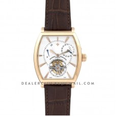 Malte Tourbillion White Dial in Rose Gold on Brown Leather Strap