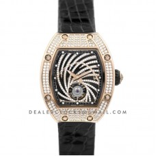 RM 051-02 Tourbillon Diamond Twister in Rose Gold on Black Strap