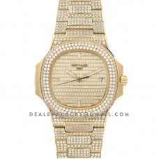 Nautilus Jumbo 5711 Diamond Dial in Yellow Gold with Paved Diamonds