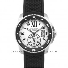 Calibre de Cartier Diver White Dial in Steel on Black Bezel