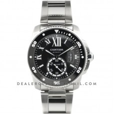 Calibre de Cartier Diver Black Dial in Steel Bracelet