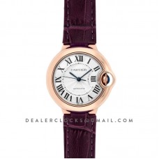 Ballon Bleu De Cartier 36mm Silver Dial in Pink Gold on Purple Leather Strap