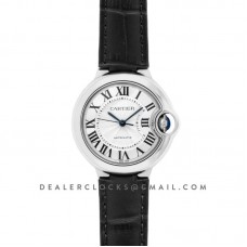 Ballon Bleu De Cartier 36mm Silver Dial in Steel on Black Leather Strap