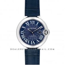 Ballon Bleu De Cartier 42mm Blue Dial in Steel on Blue Leather Strap