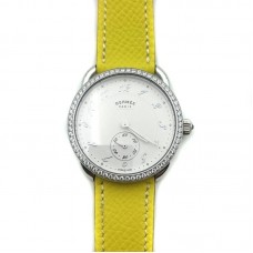 Arceau Petite Steel with Diamond Bezel on Yellow Epsom Leather Strap