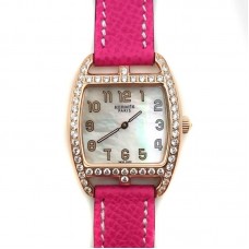 Cape Cod Tonneau Rose Gold with Diamond Bezel on Pink Epsom Leather Strap