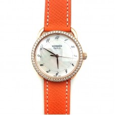 Arceau Rose Gold with Diamond Bezel on Orange Epsom Leather Strap