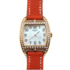 Cape Cod Tonneau Rose Gold with Diamond Bezel on Orange Epsom Leather Strap