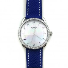 Arceau Steel with Diamond Bezel on Blue Epsom Leather Strap