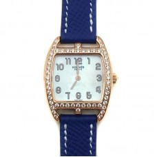 Cape Cod Tonneau Rose Gold with Diamond Bezel on Blue Epsom Leather Strap
