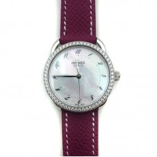 Arceau Steel with Diamond Bezel on Violet Epsom Leather Strap