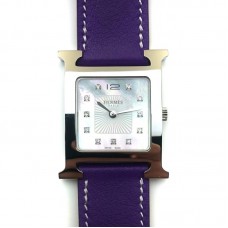 Heure H Steel with Diamond Markers on Violet Fjord Leather Strap