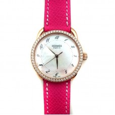 Arceau Rose Gold with Diamond Bezel on Pink Epsom Leather Strap